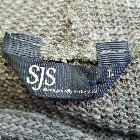 SJS Open Knit Lightweight Moss Green 3/4 Sleeve Cropped Drawstring Hoodie Shirt - Picture 6 of 7